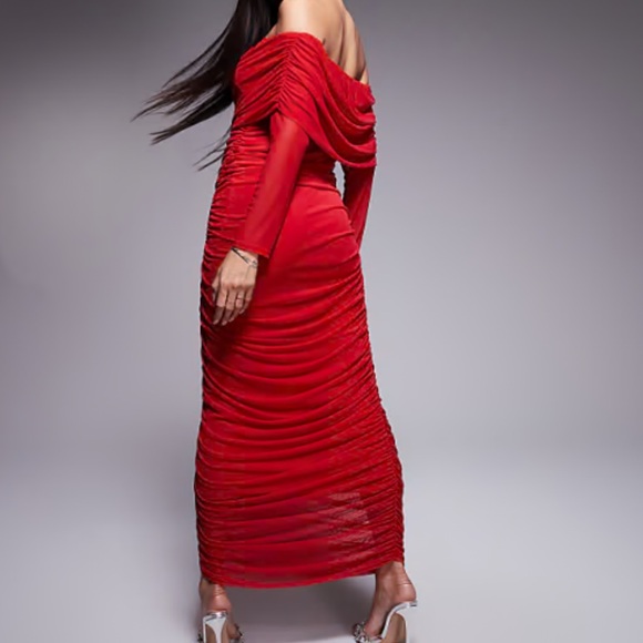 Red Ruched Dress - Picture 1 of 7
